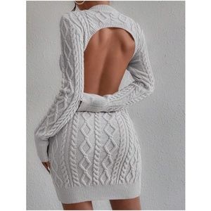 Luxe Chunky Knit Open Back Sweater Dress